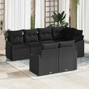 Havesofa Sæt med pude med opbevaring 7 pcs Sort polyrattan