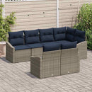 Havesofa Sæt med pude 7 pcs Grå og Marineblå polyrattan