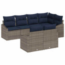 Havesofa Sæt med pude 7 pcs Grå og Marineblå polyrattan