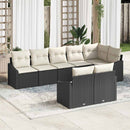 Havesofa Sæt med pude 8 pcs Sort og Hvid polyrattan