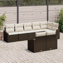 Havesofa Sæt med pude 8 pcs Brun og hvid polyrattan