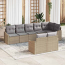 Havesofa Sæt med pude 8 pcs Beige og lys grå polyrattan