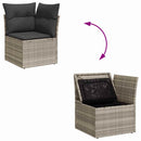Havesofa Sæt med pude med opbevaring 8 pcs Lysegrå polyrattan