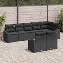 Havesofa Sæt med pude med opbevaring 8 pcs Sort polyrattan
