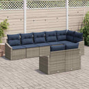 Havesofa Sæt med pude 8 pcs Grå og Marineblå polyrattan