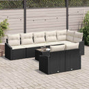 Havesofa Sæt med pude 9 pcs Brun og Creme polyrattan