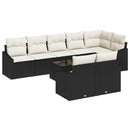 Havesofa Sæt med pude 9 pcs Brun og Creme polyrattan
