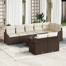 Havesofa Sæt med pude 9 pcs Brun og Creme polyrattan
