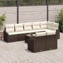 Havesofa Sæt med pude 9 pcs Brun og Creme polyrattan