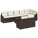 Havesofa Sæt med pude 9 pcs Brun og Creme polyrattan