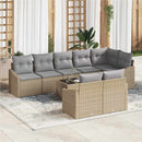 Havesofa Sæt med pude 9 pcs Beige og lys grå polyrattan