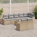 Havesofa Sæt med pude 9 pcs Beige og lys grå polyrattan
