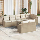 Havesofa Sæt med pude 9 pcs Beige og creme polyrattan