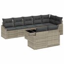 Havesofa Sæt med pude med opbevaring 9 pcs Lysegrå polyrattan
