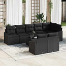 Havesofa Sæt med pude med opbevaring 9 pcs Sort polyrattan