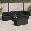Havesofa Sæt med pude med opbevaring 9 pcs Sort polyrattan