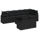 Havesofa Sæt med pude med opbevaring 9 pcs Sort polyrattan
