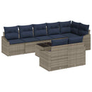 Havesofa Sæt med pude 9 pcs Grå og Marineblå polyrattan