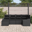Have Spisebordssæt 6 pcs Sort Poly Rattan og pulverlakeret stål