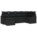 Have Spisebordssæt 6 pcs Sort Poly Rattan og pulverlakeret stål