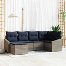 Sofa Sæt med pude 6 pcs Grå og Marineblå polyrattan
