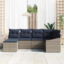 Sofa Sæt med pude 6 pcs Grå og Marineblå polyrattan