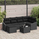 Have Spisebordssæt 7 pcs Sort Poly Rattan og pulverlakeret stål