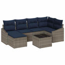 Sofa Sæt med pude 7 pcs Grå og Marineblå polyrattan