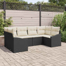 Havesofa Sæt med opbevaring 6 pcs Sort og Cream polyrattan