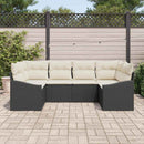 Havesofa Sæt med opbevaring 6 pcs Sort og Cream polyrattan