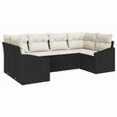 Havesofa Sæt med opbevaring 6 pcs Sort og Cream polyrattan
