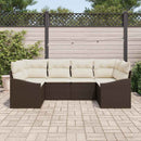 Havesofa Sæt med opbevaring 6 pcs Brun og Creme polyrattan