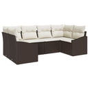 Havesofa Sæt med opbevaring 6 pcs Brun og Creme polyrattan