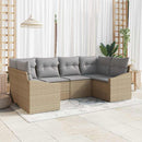 Havesofa Sæt med opbevaring 6 pcs Beige og lys grå polyrattan