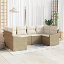 Havesofa Sæt med opbevaring 6 pcs Beige og creme polyrattan