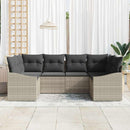 Havesofa Sæt med opbevaring 6 pcs Lysegrå polyrattan