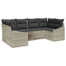 Havesofa Sæt med opbevaring 6 pcs Lysegrå polyrattan