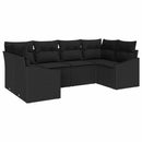 Havesofa Sæt med opbevaring 6 pcs Sort polyrattan