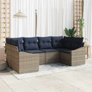 Havesofa Sæt med opbevaring 6 pcs Grå og Marineblå polyrattan