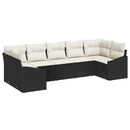 Havesofa Sæt med opbevaring 7 pcs Sort og Cream polyrattan