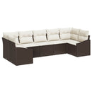Havesofa Sæt med opbevaring 7 pcs Brun og Creme polyrattan