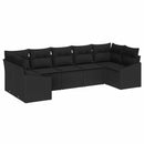 Havesofa Sæt med opbevaring 7 pcs Sort polyrattan
