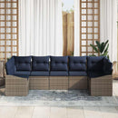 Havesofa Sæt med opbevaring 7 pcs Grå og Marineblå polyrattan