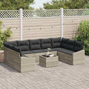 Havesofa Sæt 9 stk. Lysegrå polyrattan