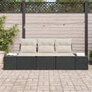Havesofa Sæt med opbevaring 3 pcs Sort og Cream polyrattan