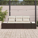 Havesofa Sæt med opbevaring 3 pcs Brun og Creme polyrattan
