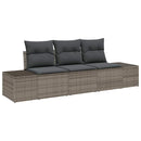 Havesofa Sæt med opbevaring 3 pcs Grå polyrattan