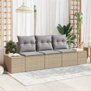 Havesofa Sæt med opbevaring 3 pcs Beige og lys grå polyrattan