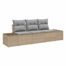 Havesofa Sæt med opbevaring 3 pcs Beige og lys grå polyrattan