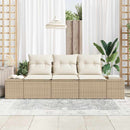 Havesofa Sæt med opbevaring 3 pcs Beige og creme polyrattan
